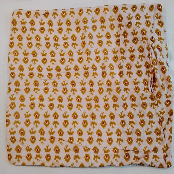 Anthropologie Kemali Quilt Pillow Sham Euro 26" Quilted Ikat Block Print Orange - Picture 4 of 7